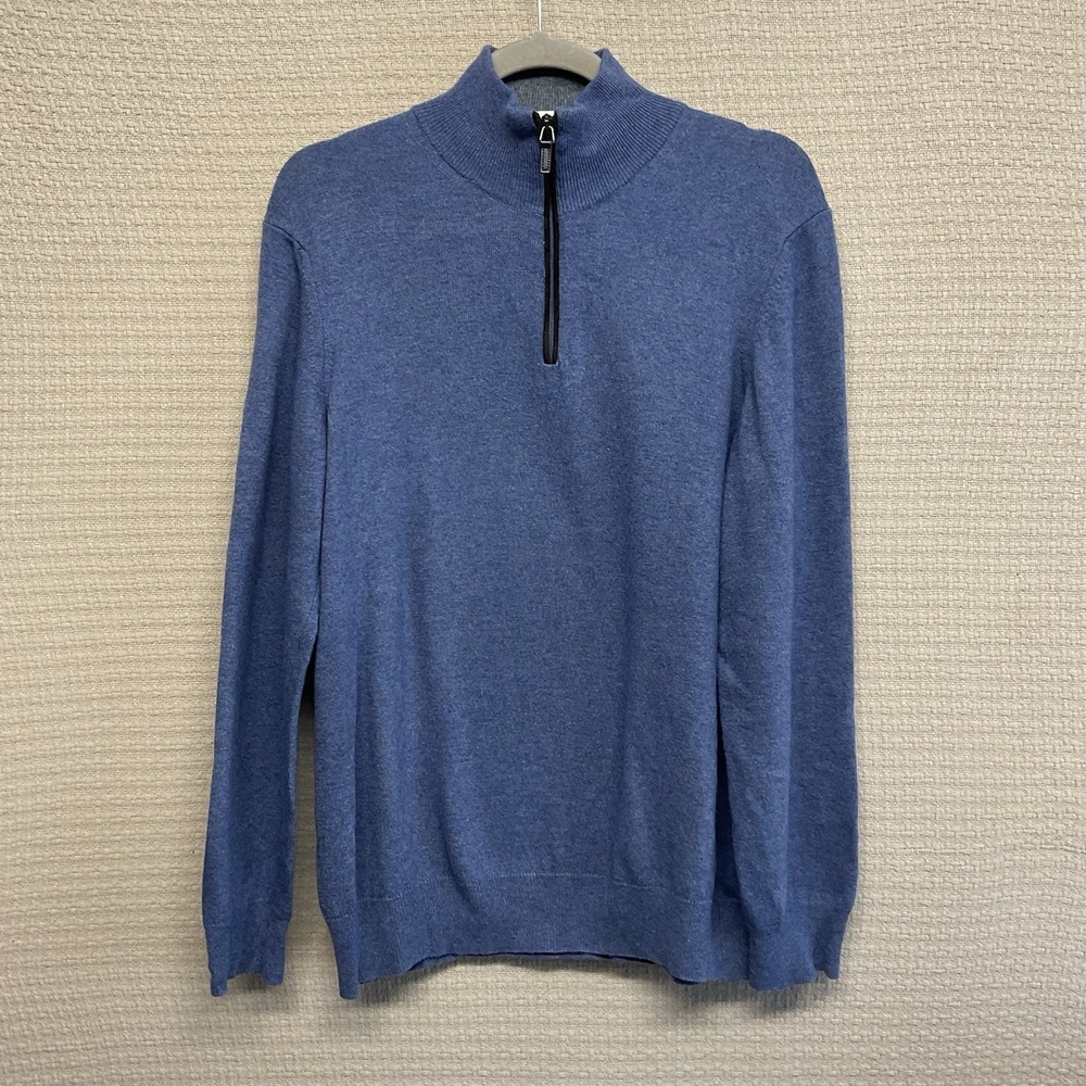 Filippo Riberti Quarter Zip Men L Cashmere Merino Wool Italy Sophisticated